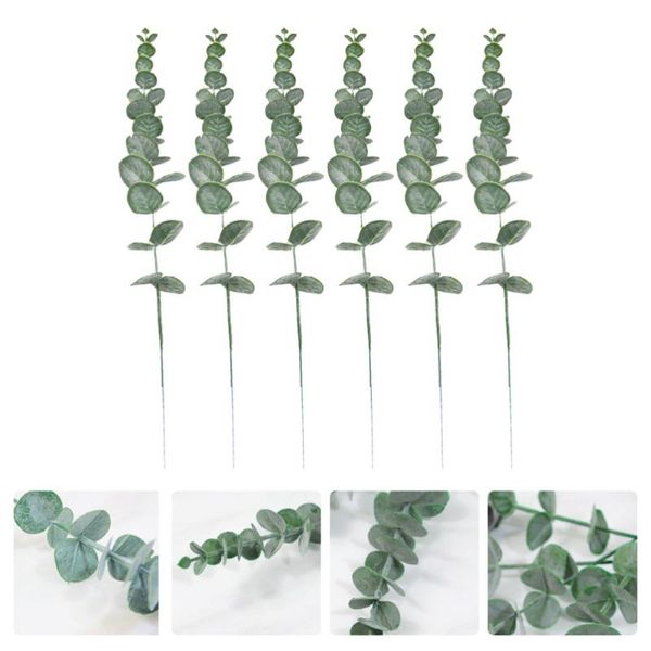 

6pcs simulation flower eucalyptus leaf adornment garden decor for home