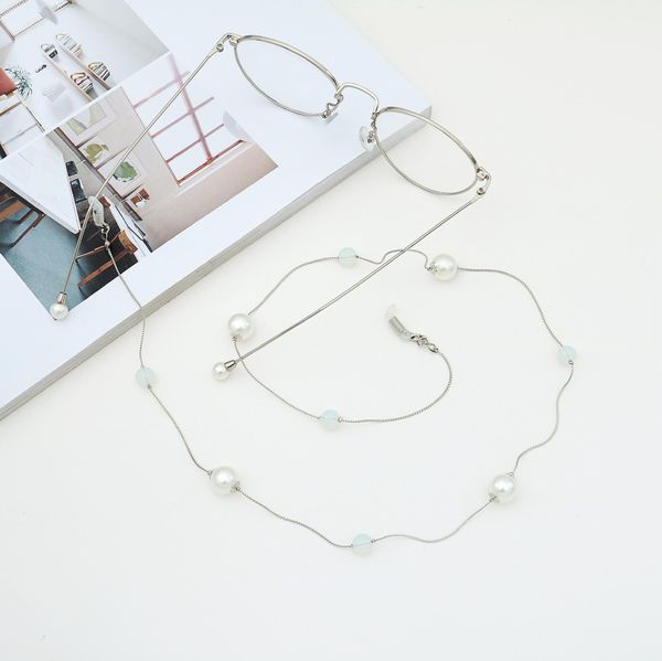 

fashion women simple casual silver color pearl crystal bead sunglasses chain holder glasses accessories fashion women h bbydjr