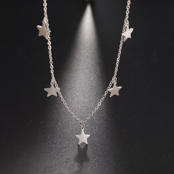 

vcu simple personality star-shaped pendant stainless steel clavicle necklace, Silver
