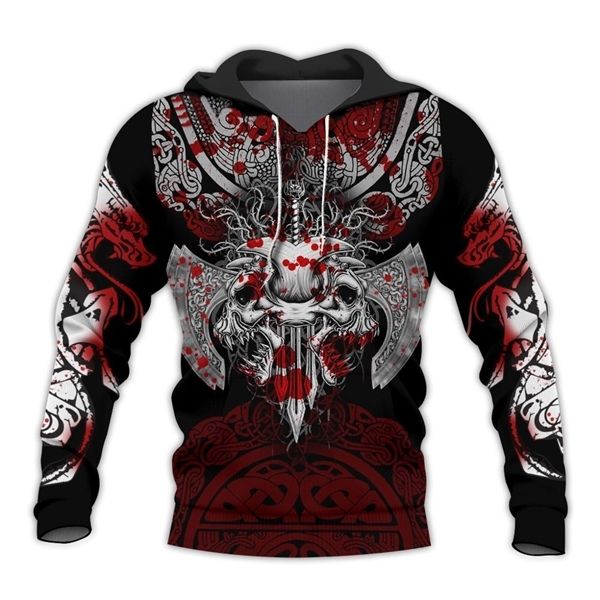

viking tattoo beautiful pattern 3d print men hoodies/sweatshirt harajuku fashion hooded long sleeve pullovers streetwear 1019, Black