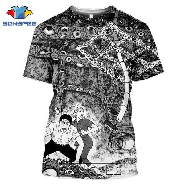 

junji ito horror anime japanese men 3d print shirts harajuku hentai plus size men clothing