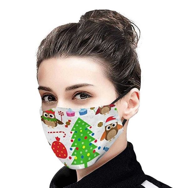 

new christmas masks cotton fabric print reusable 1pc washable breathable face cover facemasks for women men festive party supplies