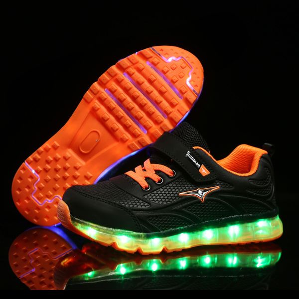 

risrich kids led tennis shoes for toddler baby boy girl children glowing light up boys usb sneakers kids luminous girls shoes y200623, Black;red