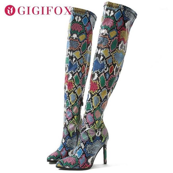 

boots high-quality brand multi snake veins thin high heels lady party winter shoes women trendy over the knee boots1, Black