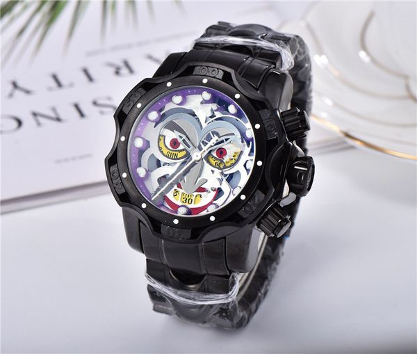 

unbeaten watch clown series men's quartz watchs rotating big dial calendar waterproof stainless steel watches, Slivery;brown