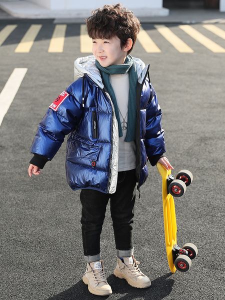 

boy's clothing 2020 new foreign style middle and large children's thickened winter down coat cotton padded jacket, Blue;gray