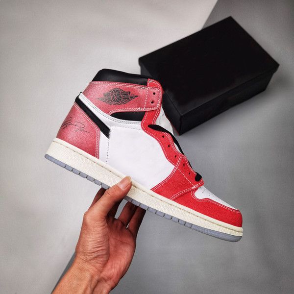 

new authentic trophy room x jumpman 1 high og chicago 1s varsity red golf shoes designer sports sneakers mens trainers us5.5-11, White;red