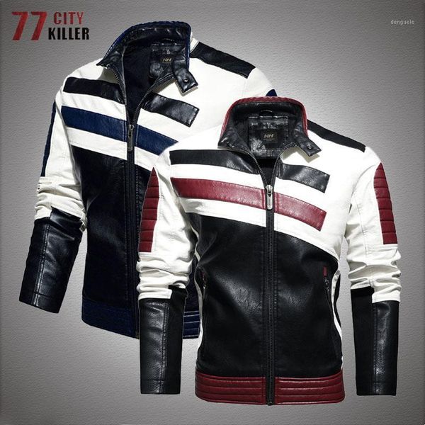 

winter bomber leather jackets men casual colorblock motorcycle pu jacket male fleece warm faux leather coats outwear1, Black