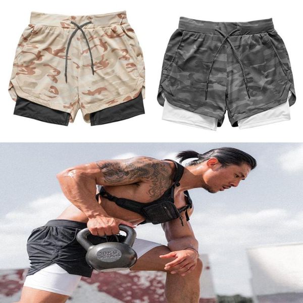 

running shorts men 2 in 1 double-deck quick dry gym sport shorts fitness jogging workout men sports short pants, Black;blue