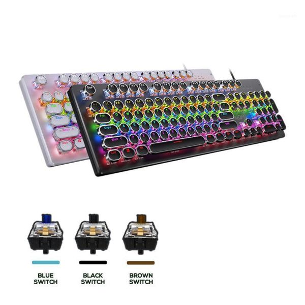 

keyboards gaming mechanical keyboard punk 104 keys usb wired led backlit anti-ghosting blue black brown switch gamer for pc laptablet1