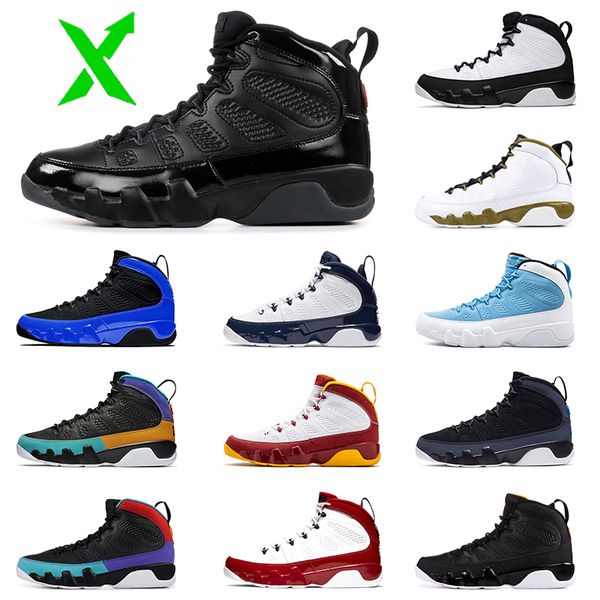 

9 9s jupmpman basketball shoes retro bred satin jordan space jam statue gym red university gold mens trainers sneakers, White;red