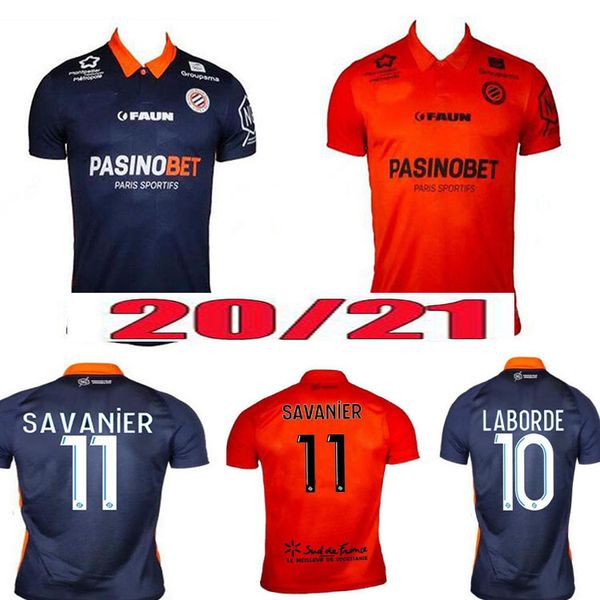 

20 21 montpellier hsc soccer jersey 2020 2021 home away blue orange delort savanier lecomte labord crd football shirt, Black;yellow