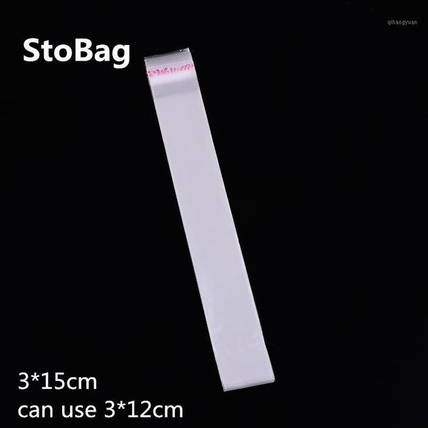 

200pcs 3*15cm wide clear transparent adhesive bags spoon candy jewelry gift packing little pen plastic bag home wedding1
