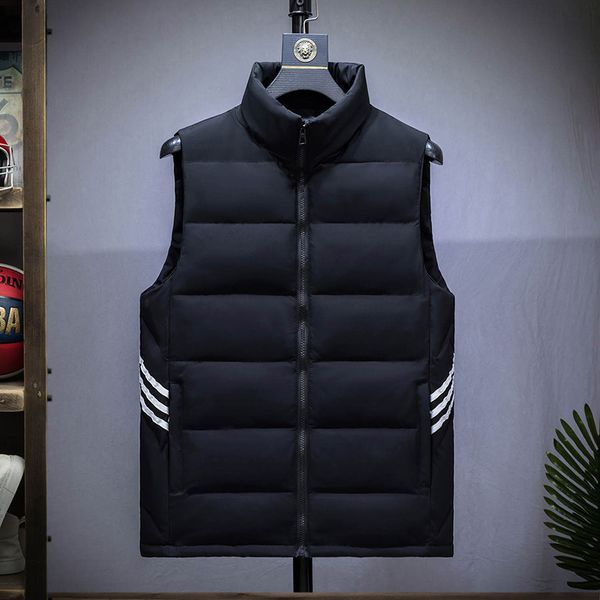 

large winter leisure down cotton thickened warm vest men's clothing, Black;white