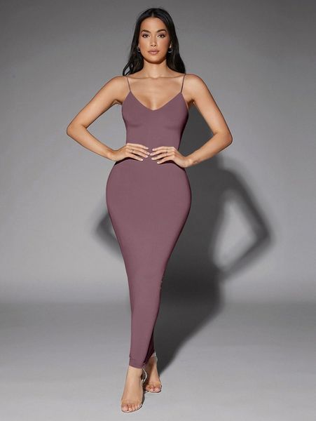 

solid backless bodycon dress 54cb#, Black;gray