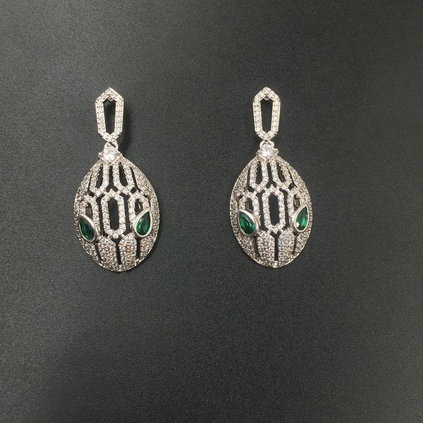 

european and american snakehead ear nail micro-inlaid zircon creative design luxury earring s925 silver needle world cup singer, Golden;silver