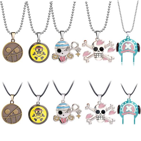

pendant necklaces anime one piece pirate flag logo necklace men rope chain metal xiluluke chopper hat for women cospaly jewelry, Silver