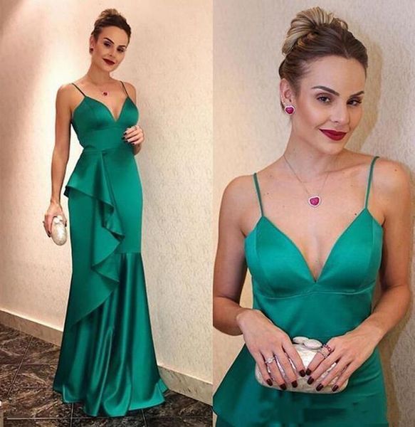 

2020 mermaid green amazing mermaid prom dresses spaghetti straps sleeveless formal party gowns evening dresses robe de soiree, Black
