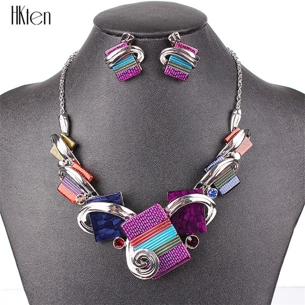 

ms20676 fashion jewelry sets silver plated purple/leopard/blue/gray colors unique design party gifts 201222, Slivery;crystal