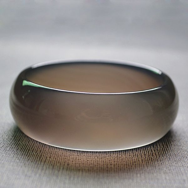 

wide strip women bangles drop shipping natural gray chalcedony bracelets cuff for women engagement dance party fine jewelry gift 1028, Black