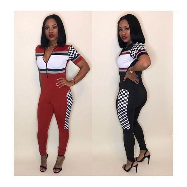 

adogirl race style women jumpsuit1, Black;white