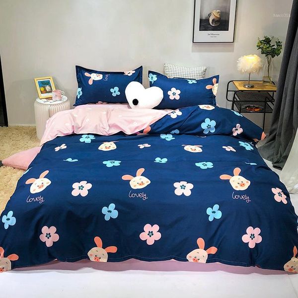 

cute piggy flowers classic fashion bed linen bedding set duvet cover flat bed sheet pillowcase king  full single size1