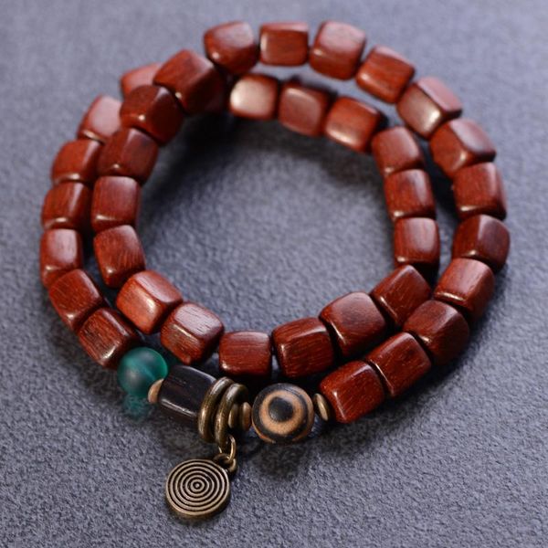 

weiyu natural red sander wooden beads bracelets tibetan buddhist handmade dzi eye beads prayer bracelet men women jewelry, Black