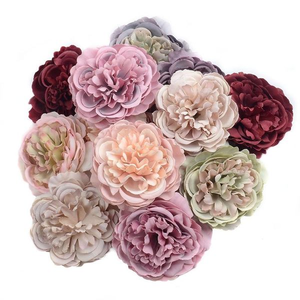 

50/100pcs 8cm large peony artificial silk flower head for wedding party decoration diy scrapbooking christmas items fake flowers