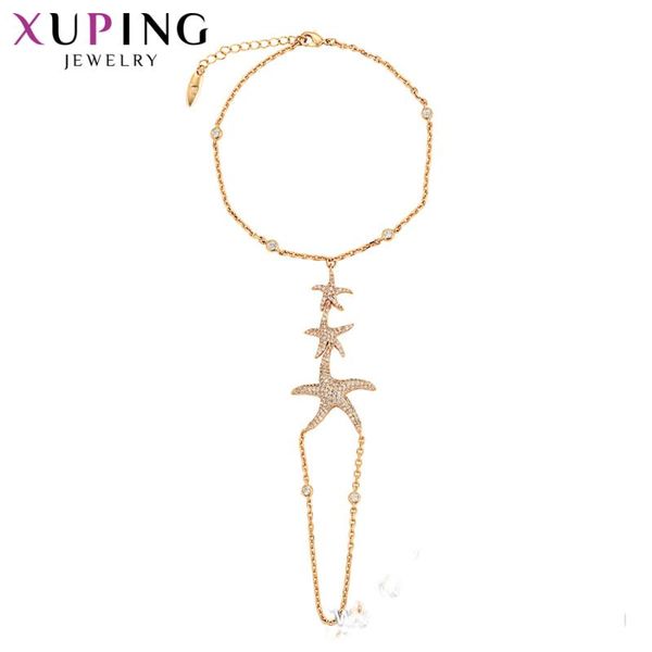 

xuping fashion vintage exquisite gold color plated star bracelet with synthetic cz plain jewelry for family gift 75982, Black