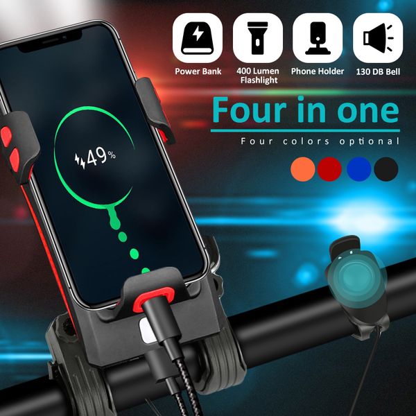 

multi-function led waterproof mobile phone bracket riding speaker usb rechargeable front light bicycle accessories