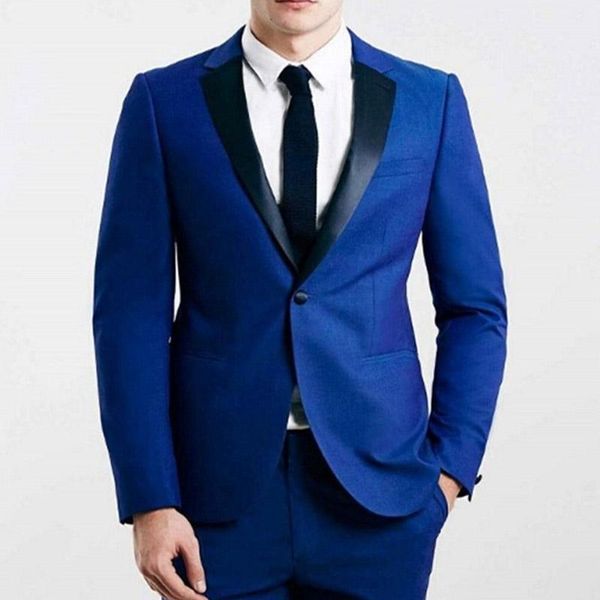 

men's suits & blazers royal blue business slim fit men notched lapel groom wedding tuxedos ( jacket + pants ) formal fashion, White;black