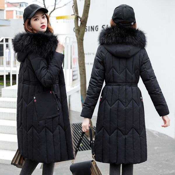 

2021 new women's blue winter coat 5xl plus size new fall thin korean fashion down coats thick cotton anti-cold heat parka ua7q, Black