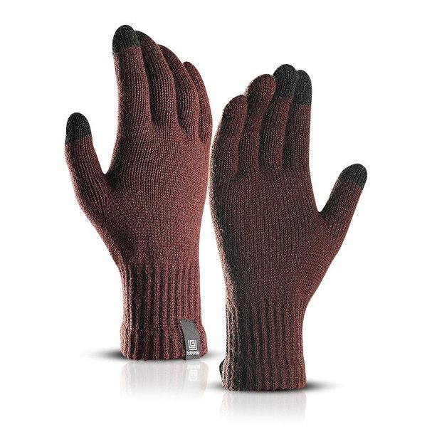 

classic knitted gloves men winter touch screen running pure color warm wool sport hiking cycling korean pop acrylic female glove bbyicu, Black