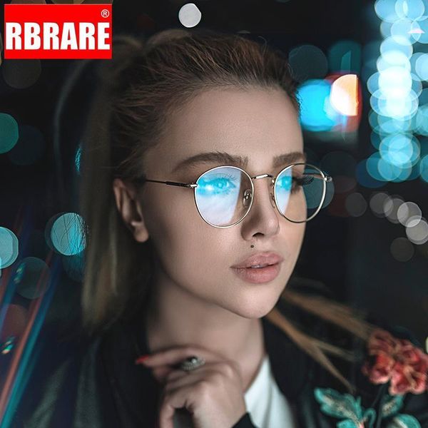 

rbrare fashion metal round frame glasses women vintage brand designer flat mirror glasses street beat gafas1, White;black