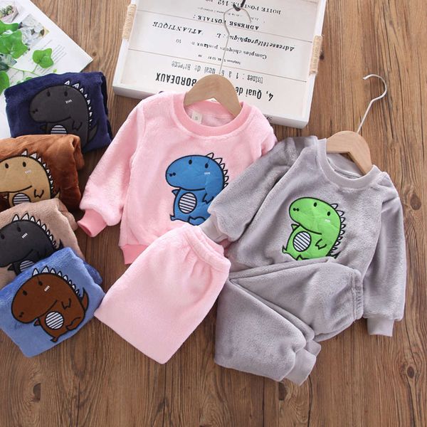 

pajamas girls autumn and winter flannel baby coral fce thickened children's boys' home suit, Blue;red