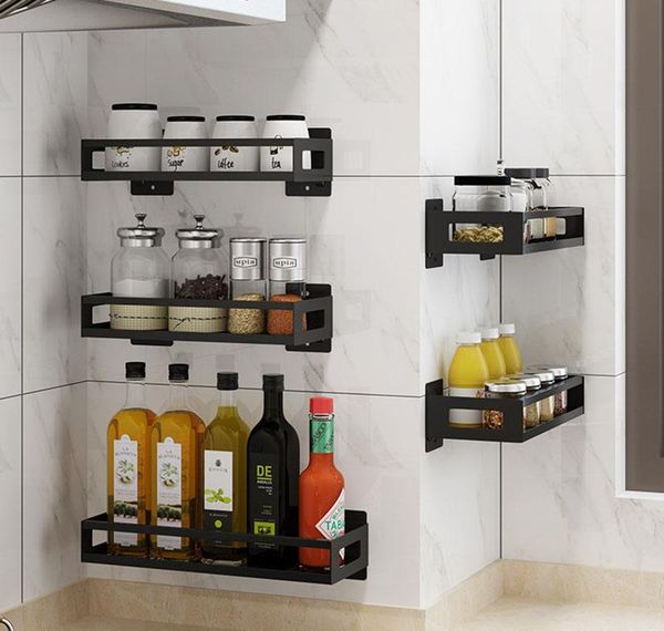 

соус настенный хранение бесплатная полка стойки стойки стены стальные ванная комната кухня из нержавеющей специи уксус пробивая соли масло s