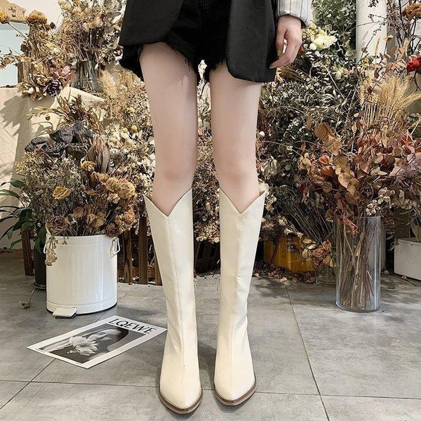 

autumn winter 2020 new style medium heel south korea east gate pointed sleeve western knight cowboy boots boots1, Black