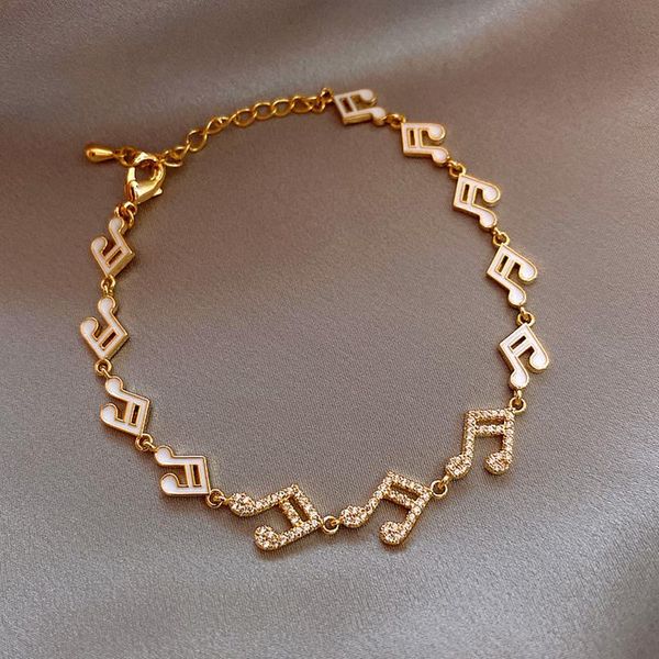 

bracelet for women fashion crystal music note bracelet new friendship gift jewelry accessories wholesale, Golden;silver