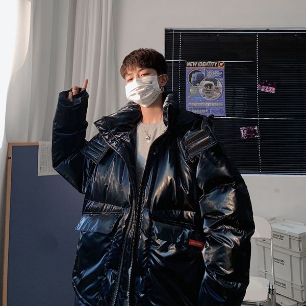 

2021 men's cotton hooded autumn new bright face bundled hoodie coat fashion male youth z1cc, Black