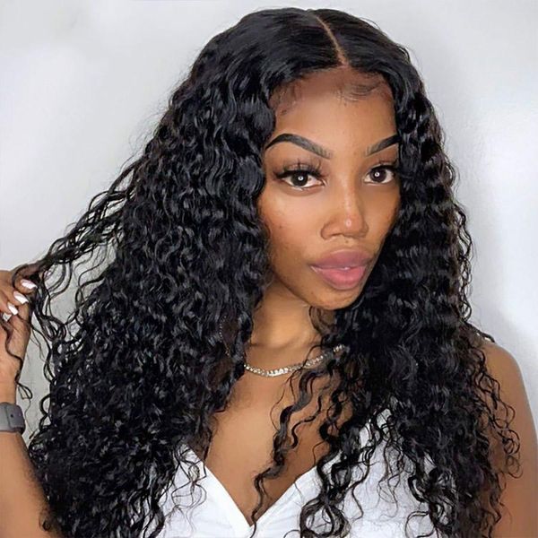 

glueless 360 lace frontal wig curly full lace front human hair wigs pre plucked with baby hair for black women remy water wig, Black;brown