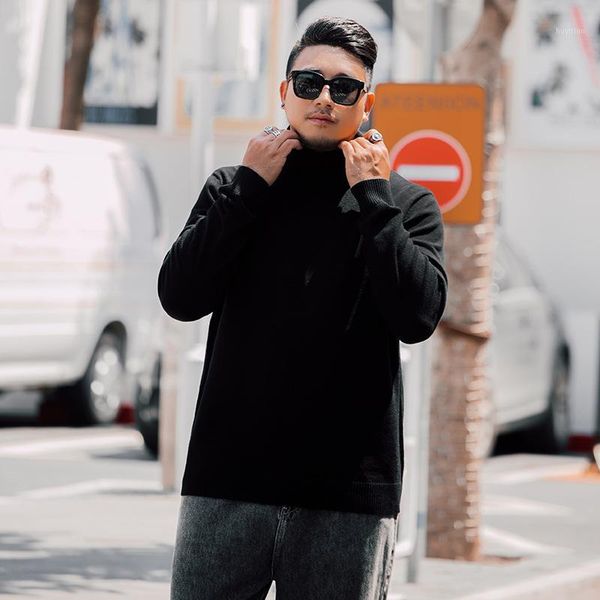 

plus size turtleneck solid sweater big men's winter new warm knit loose sweater grey black fat guy xxl 3xl 4xl 5xl 6xl 7xl1, White;black