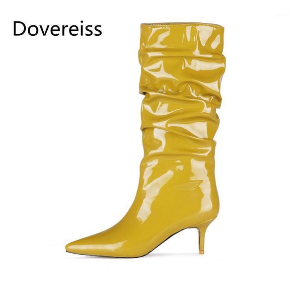 

dovereiss fashion women's shoes winter concise pure color red yellow new half boots stilettos heels 34-451, Black