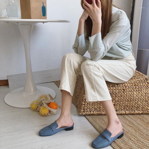 

sandals baotou half slippers female wear 2020 spring and summer new net red lazy fashion wild muller shoes1, Black