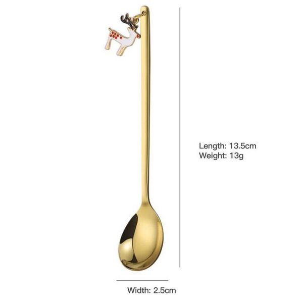 

1pc christmas spoon stainless steel christmas pendant creative stainless steel coffee spoon tableware home decorations h bbyaef