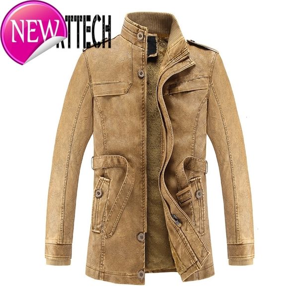 

brand men pu leather jacket parka mens slim warm washed leather motorcycle biker jackets winter coat male outerwear, Black