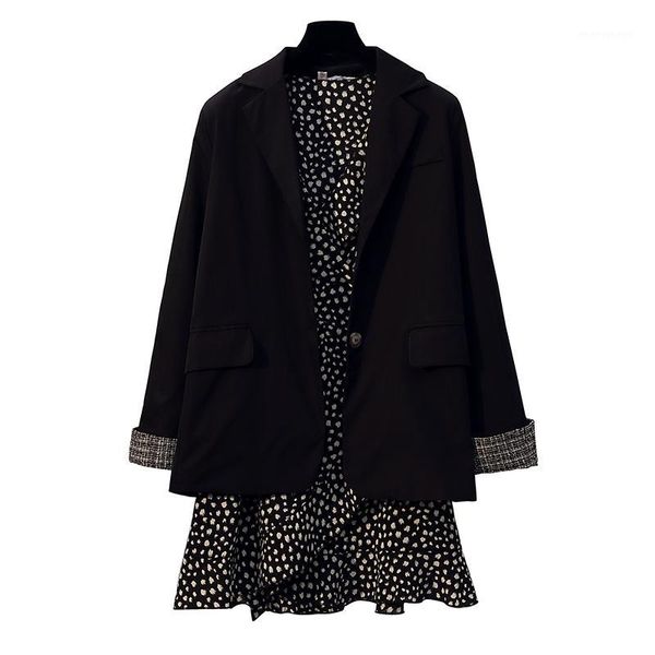 

women's suits & blazers 2021 plaid sleeve patchwork ladies casual blazer large size loose lapel black women formal a6521, White;black