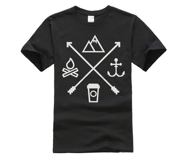 

горный anchor кофе огонь символ mens t shirt спорта толстовка с капюшоном толстовка