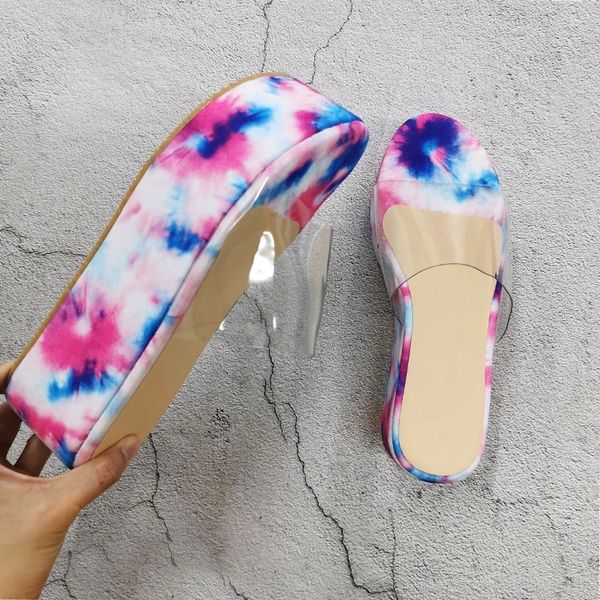 

2020 summer thick bottom wedge women sandals summer fashion shoes transparent high heels female platform sandals big size 37-42 #dt8c, Black