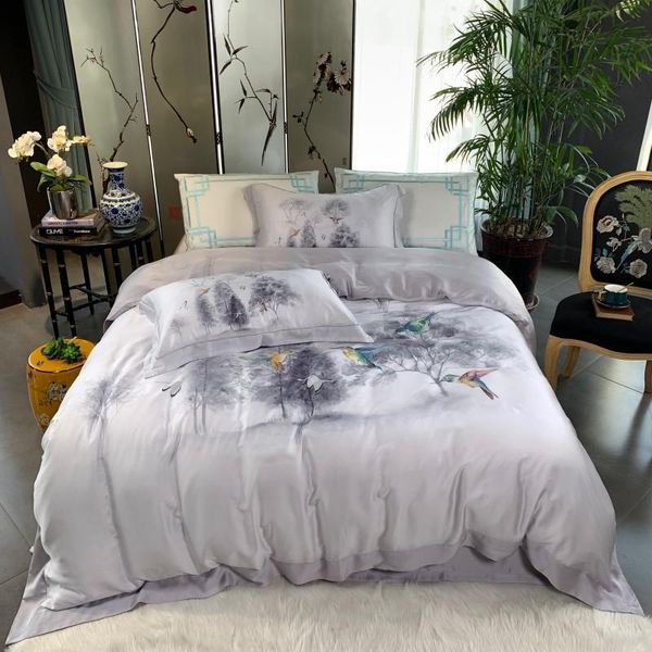 

37 new birds duvet cover set super soft tencel bedding set  king bedlinens sheet pillowcases