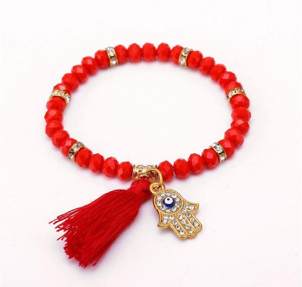 

wholesale-fashion evil eye tassel red bracelets for women men gold hand bracelet femme with stones turkish sqczke queen66, Golden;silver